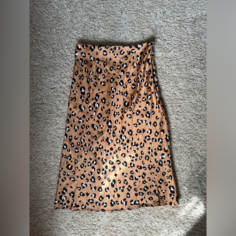 Nasty Gal Satin Cheetah Skirt